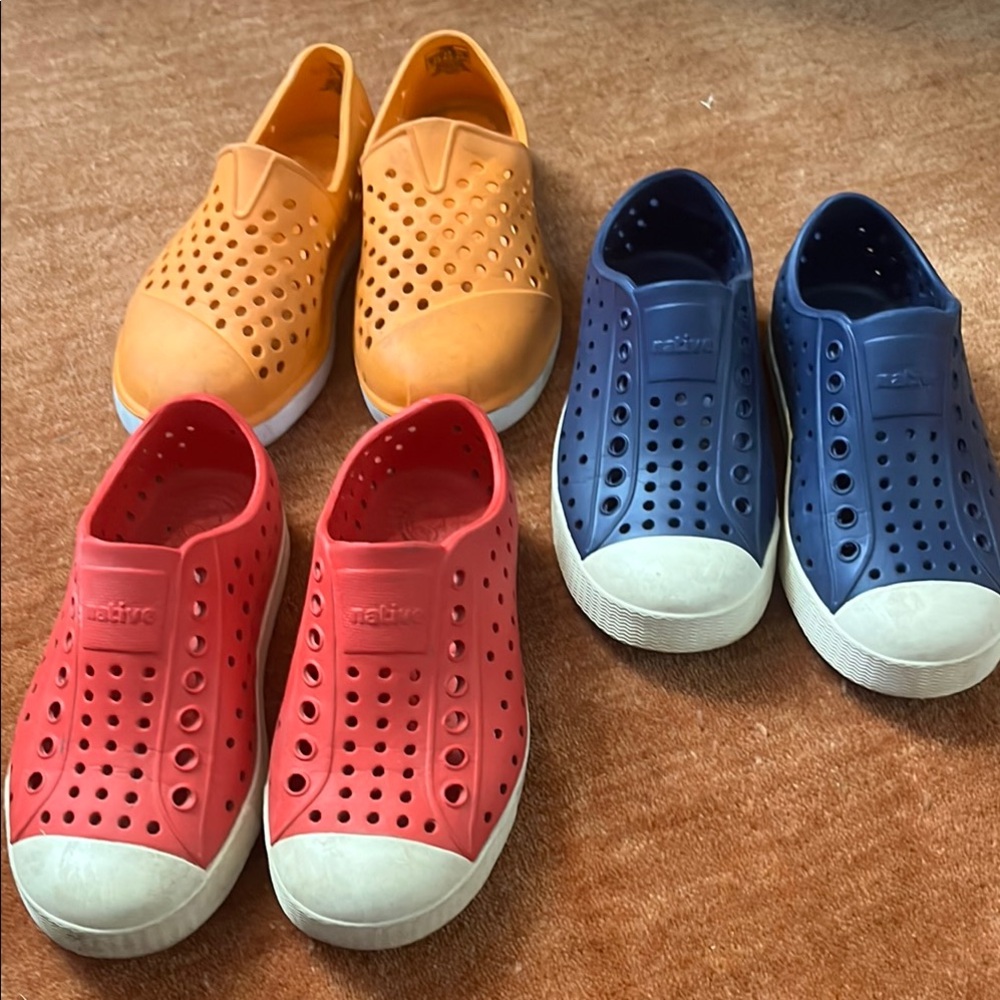 Native and Tom’s Water Shoes Red, Blue, Orange